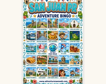 San Juan Puerto Rico Travel Bingo for Kids | Printable Road Trip Game (Instant Download)