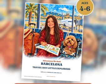 Barcelona Travel Day Activity Book | Little Explorers Ages 4-6, 64 Pages | Printable Instant Download
