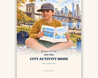New York City Activity Book for Kids 4-7 | Printable Look, Count, Draw and Match Pages | Story and Activities, 44 Pages, Instant Download