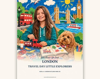 London Travel Day Little Explorers Ages 4-6 | Printable Airplane and Train Activity Book for Toddlers | 32 Pages, Instant Download