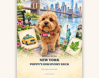 Poppy's New York Discovery Deck | 40 Printable Picture and Action Cards for Kids 3-7 | Kawaii Travel Cards, Instant Download