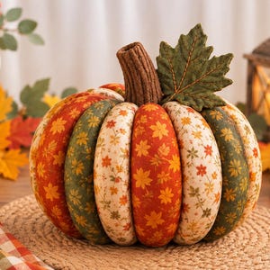Patron de couture PDF pour citrouille en tissu | Modèle de citrouille d'automne | Décoration de table automnale | Projet de couture pour Thanksgiving | Citrouille patchwork