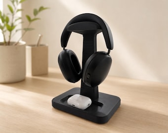 Minimalist 3D-Printed Headphone Stand with Integrated Catchall Tray