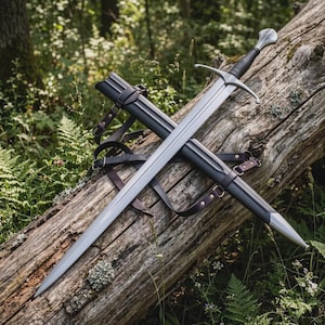 Handmade 6150 Carbon Steel Arming Sword with Leather Scabbard | Knight Sword Collector Piece