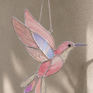 Hummingbird Stained Glass Pattern, Bird Suncatcher Template, Printable PDF Glass Art (Digital Download)