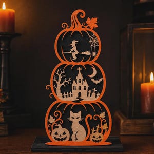 Halloweenpumpa SVG i lager, 3D-dimensionell höstdekor (digital nedladdning)