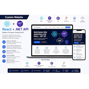 カスタムReact + .NET API開発 | ReactフロントエンドASP.NET Core Web API | C# SQL ServerフルスタックWebアプリケーション