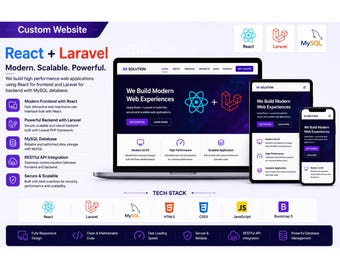 Custom React + LARAVEL PHP Website Development | React Frontend PHP MySQL | Responsive Business Website | Full Stack Web Development