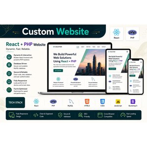 Custom React + PHP Website Development | React Frontend PHP MySQL | Responsive Business Website | Full Stack Web Development