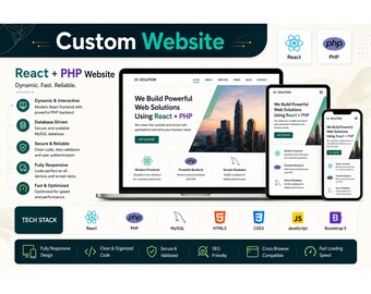 Custom React + PHP Website Development | React Frontend PHP MySQL | Responsive Business Website | Full Stack Web Development