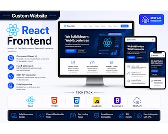 Custom React Frontend Development | react JS Website | Responsive bootstrap 5 UI | Rest API Integration | modern Web App