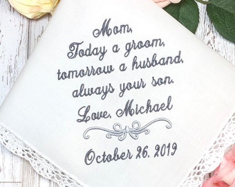 Mother of The Groom Handkerchief - Today a groom - Tomorrow a husband -Always your son - Weddings-mother of the groom gift from son