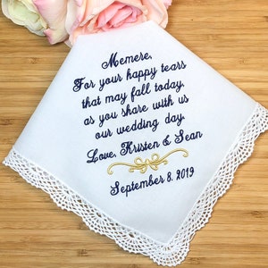 Embroidered wedding handkerchief, For your Happy TEARS that may fall today, as you share with us our wedding day, hankerchieg MOB9