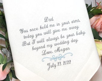 Gift for Father of The Bride,Handkerchief, You once held me in your arms, today you will give me away. But I will always be your baby