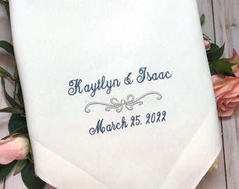 Custom Wedding Handkerchief for Groom - Groom Wedding Day Gift - Handkerchief - Hankie - Groom Gift