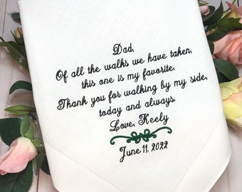 Father of the bride, Gift,  handkerchief, hankie, hanky, personalized, gift, wedding, FOB6,  handkerchief for Dad, Gift from Bride