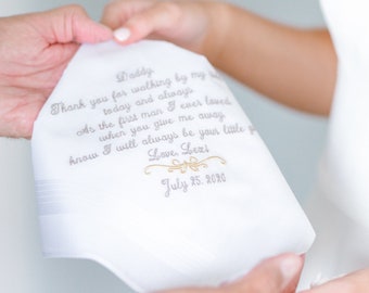 Father of The Bride Handkerchief/Hankerchief/Daughter to Dad Gift/Father of the Bride Gift/Gift for Bride's Dad/Dad Gift from Daughter/FOB20