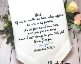 Father of the Bride Gift from Daughter, Gift for Father of the Bride, Bride Dad Gift, Handkerchief, Hankerchief, Gift for Dad,