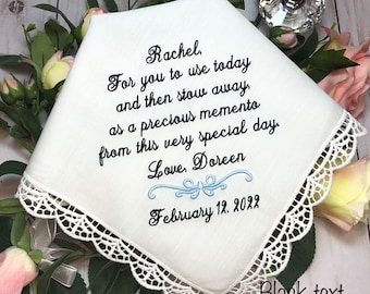 Personalized Wedding Handkerchief, For you to use today and then stow away, as a precious memento from this very special day,WH2