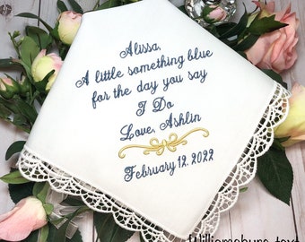 Something New, Something blue, wedding handkerchief,bridal gift,personalized wedding, gift for bride, bouquet wrap,Wedding,custom hanky