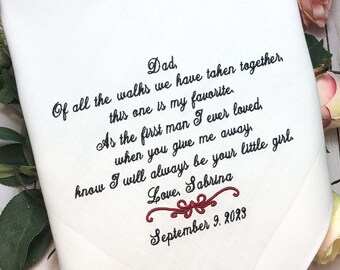 Father of the Bride, Wedding Gift for Dad, Wedding Hankerchief, FOB1, Dad, Hankerchief Handkerchief, Father of Bride Gift