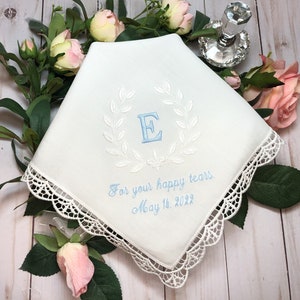 Wedding Handkerchief for Bride,Something Blue Gift,Monogrammed Handkerchief,Bridal Shower Gift,Personalized Wedding gift for Bride