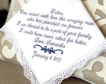 mother of the groom handkerchief etsy
