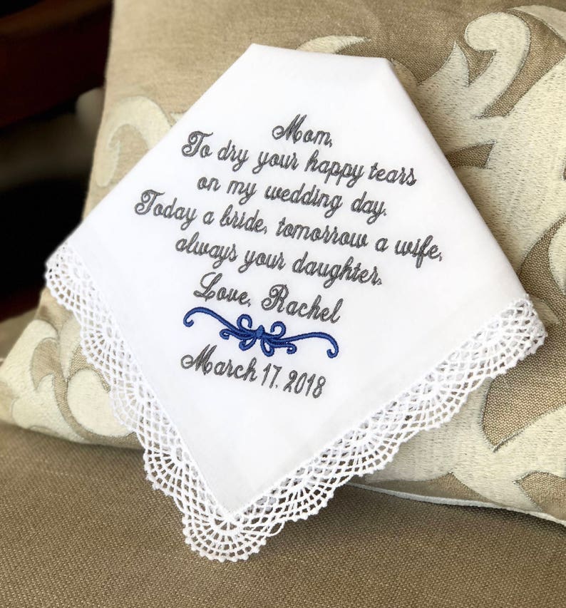 Daughter to Mom Handkerchief Hankerchief/Personalized Mother of the Bride Gift/Gift for Bride's Mom from Daughter/Embroidered Gift/parent image 8