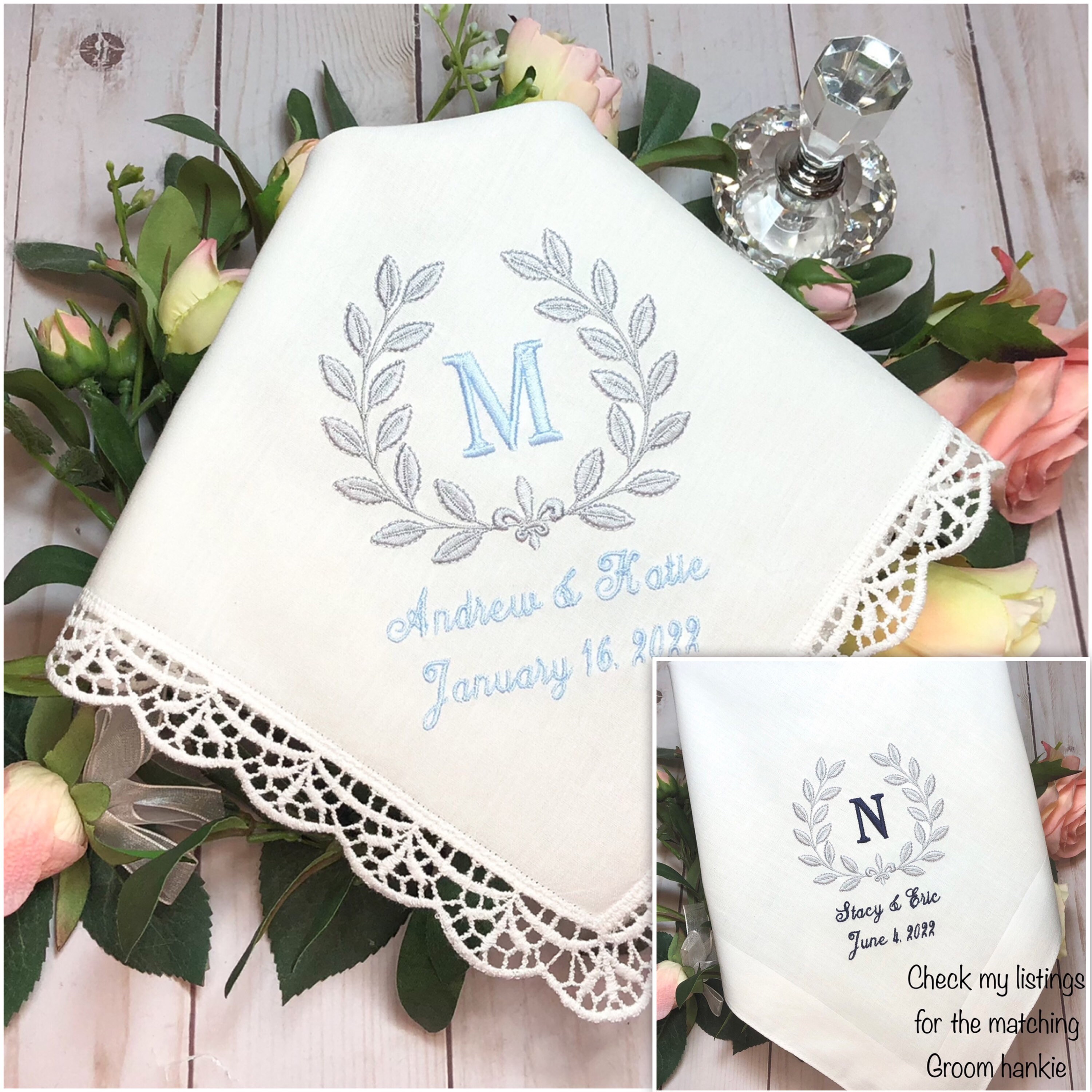 Personalized wedding handkerchief discount