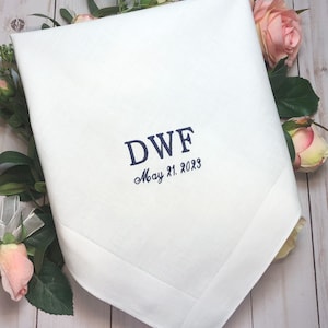 Monogrammed Handkerchief for the Groom,Hankerchief,Wedding hanky,Groom Wedding Hanky,Men&#39;s Embroidered Wedding Handkerchief