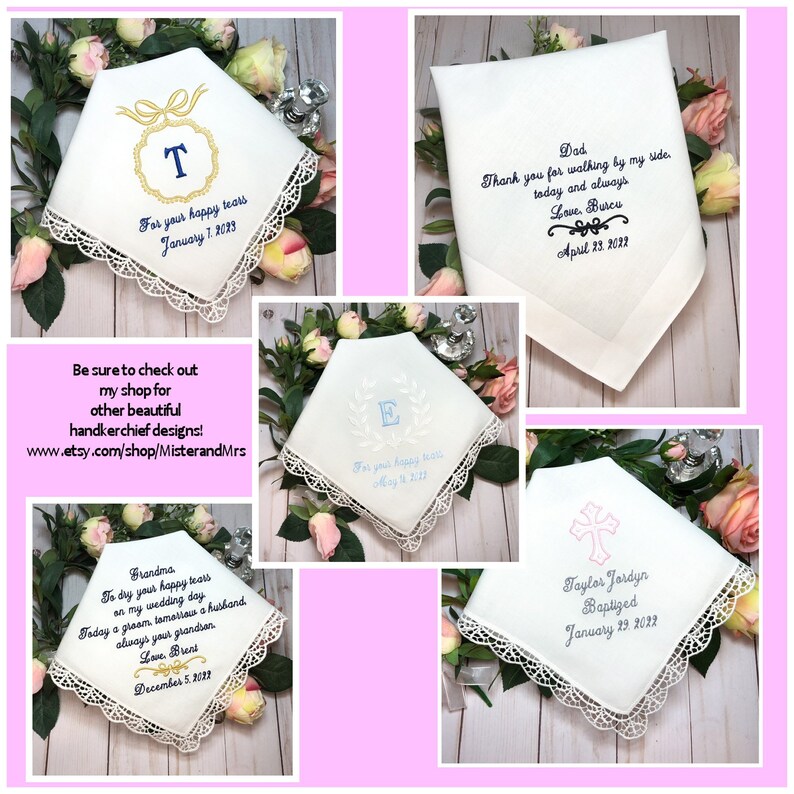 Daughter to Mom Handkerchief Hankerchief/Personalized Mother of the Bride Gift/Gift for Bride's Mom from Daughter/Embroidered Gift/parent image 9