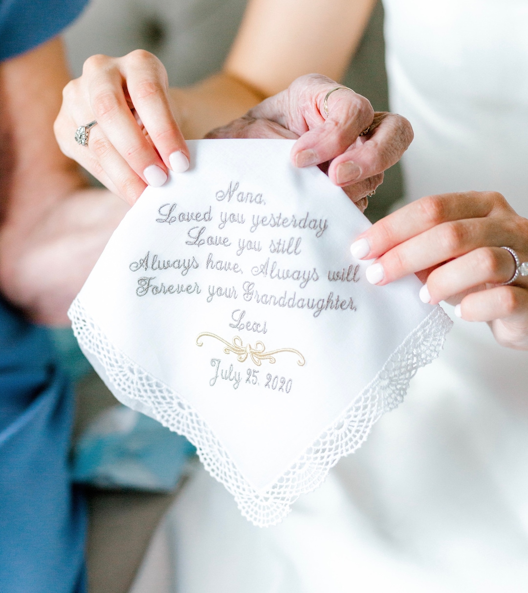 Wedding Handkerchief for Grandmother Grandma hankie Hanky Loved You