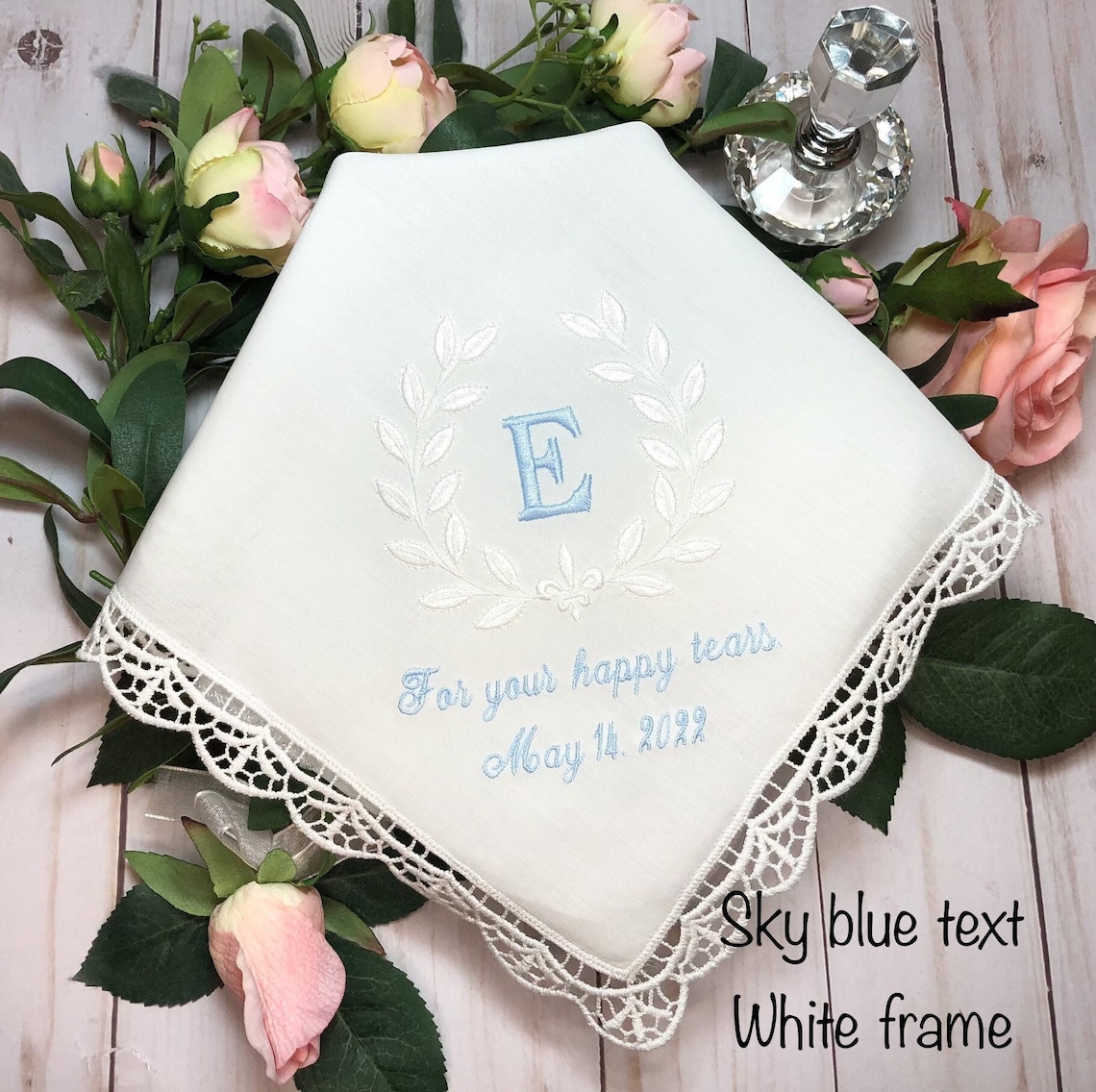 Wedding Handkerchief for Bride Something Blue For your happy image 1