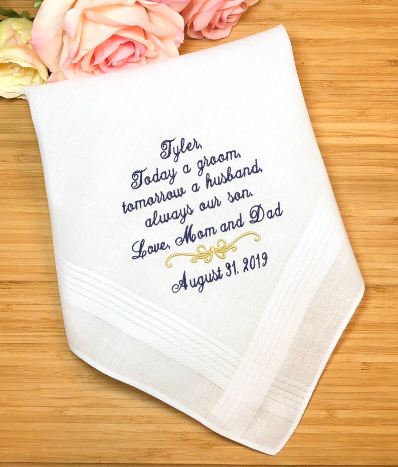 Embroidered Wedding Handkerchief for Groom Today a GROOM Etsy