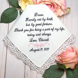 Gift-for-Stepmother-on-wedding-day-embroidered-Handkerchief-Family-not-by-birth-but-by-good-fortune-Thank-you-for-being-a part-of-my-life-today-and-always-Step-Parent-wedding-hanky