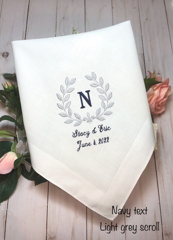 Monogram handkerchief wedding deals