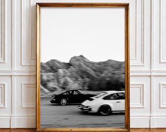 Porsche 911 Racing Photography Print, Vintage Sports Car Wall Art (Digital Download)