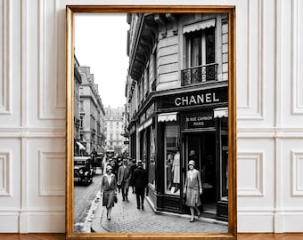 Vintage Paris Fashion Print, Black and White Street Photography, French Luxury Decor (Digital Download)