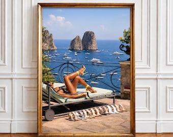 Capri Italy Poster, Mediterranean Summer Wall Art, Luxury Coastal Print, Italian Riviera Photography, Old Money Decor