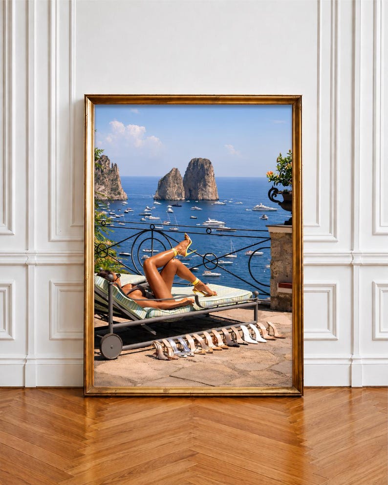 Capri Italy Poster, Mediterranean Summer Wall Art, Luxury Coastal Print, Italian Riviera Photography, Old Money Decor image 1