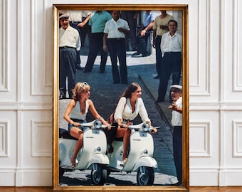 La Dolce Vita Vespa Print, Vintage Italian Street Photography, Retro Summer Wall Art