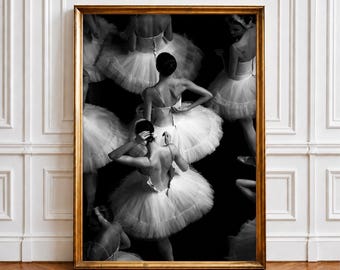 Ballerina Ballet Poster, Black and White Ballet Wall Art, Swan Lake Print, Dance Studio Decor, Elegant Ballet Photography