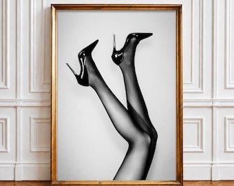 Black and White Stiletto Heels Poster, Elegant Fashion Wall Art (Digital Download)