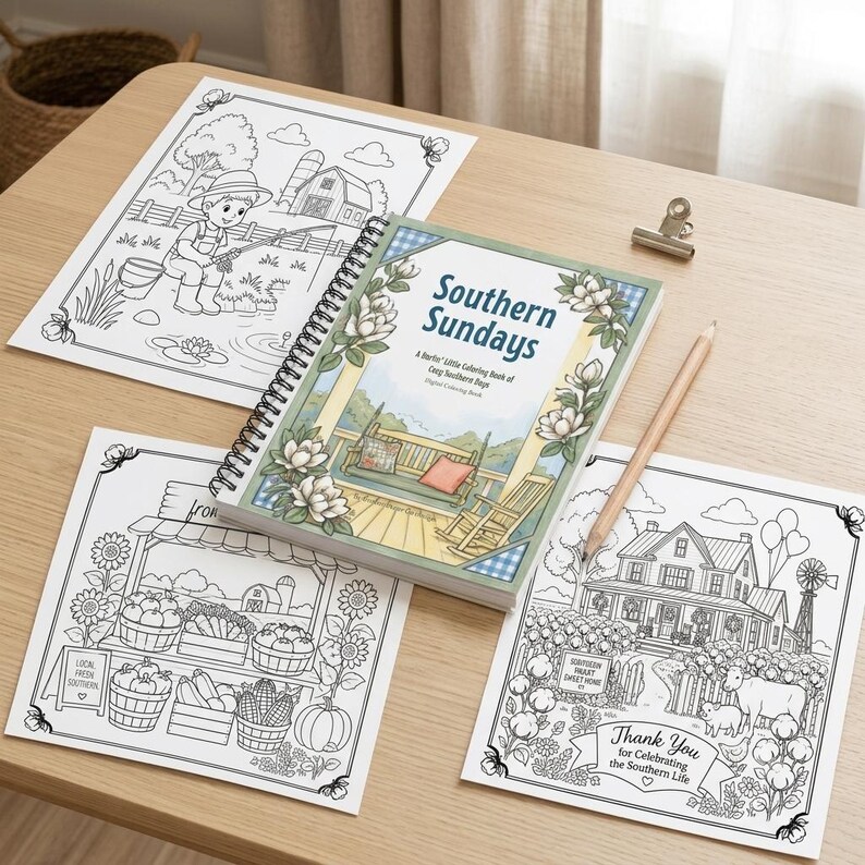 Southern Sundays Coloring Book | 34 Pages Country Farmhouse Printable