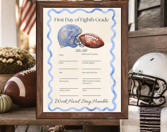 First Day of School Football Interview Printable, Middle School PDF