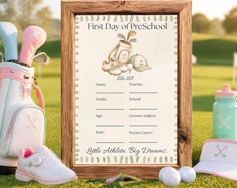 Golf First Day of School Sign Bundle | Watercolor Preschool, Pre-K, Kindergarten (Digital Download)
