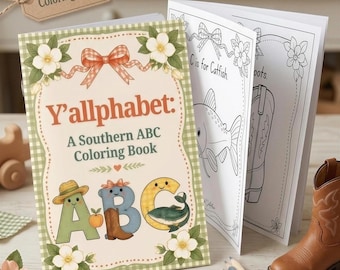 Southern Alphabet Coloring Book Printable, ABC pages, instant download PDF