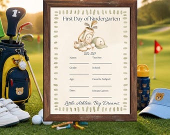 Golf First Day of School Sign | Watercolor Sports Photo Prop (Instant Download)