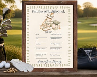 Golf First Day Of School Sign Bundle, Green Printable, Freshman To Senior