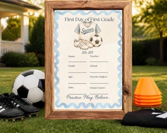 Soccer First Day of School Sign Bundle | Watercolor Grades 1-5 (Digital Download)